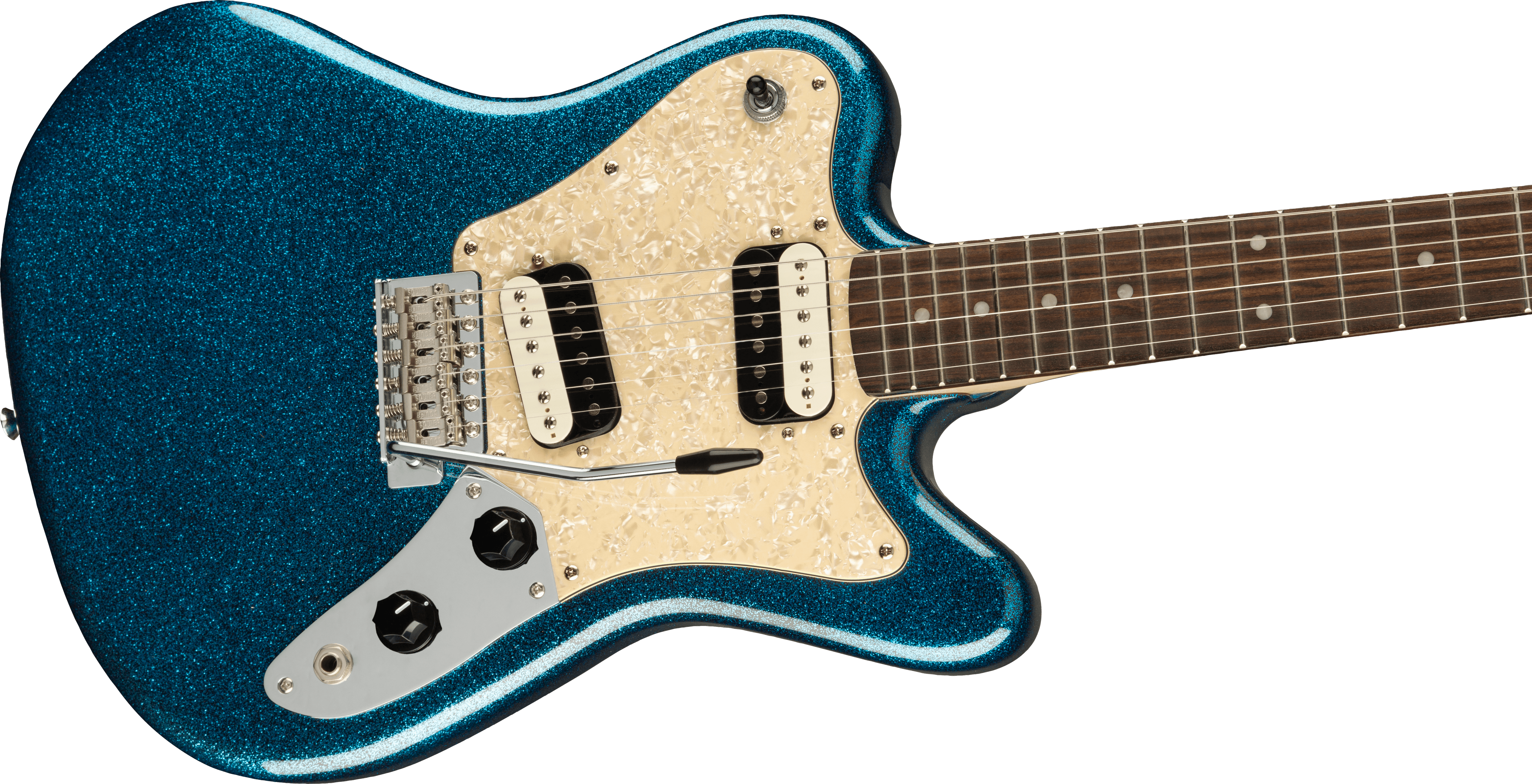 Fender Squier Paranormal Super-Sonic Laurel Fingerboard, Pearloid Pickguard, Blue Sparkle