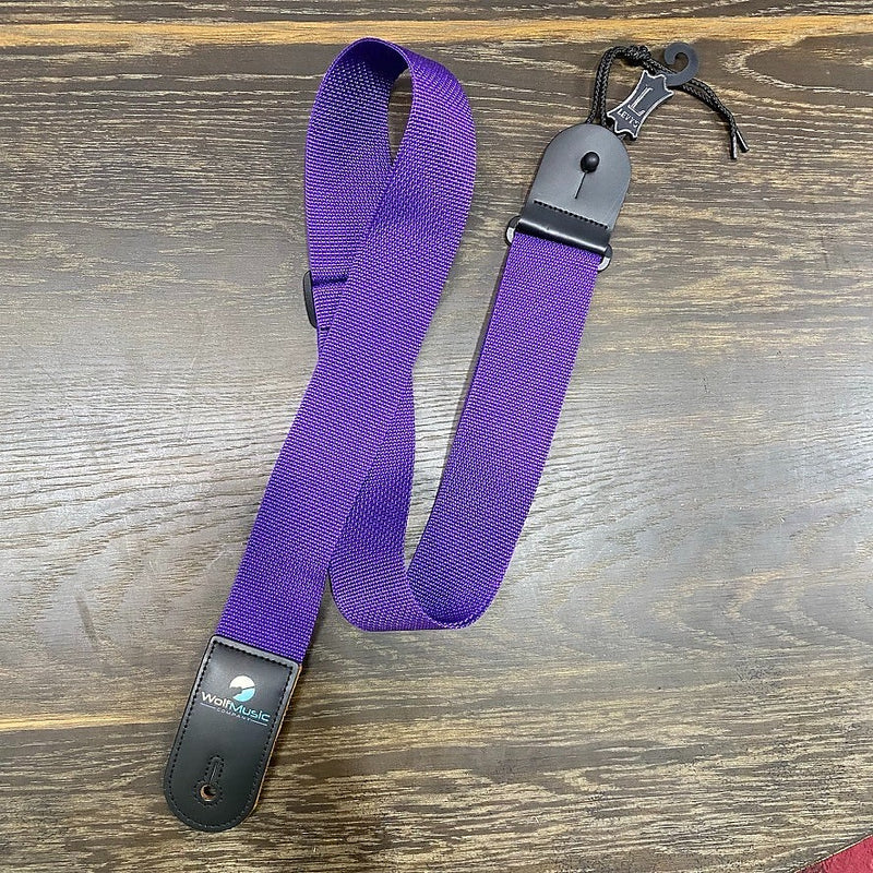 Levy's M8POLY-PRP Polyester Guitar Strap - Purple w/Wolf Music Company Logo Ends