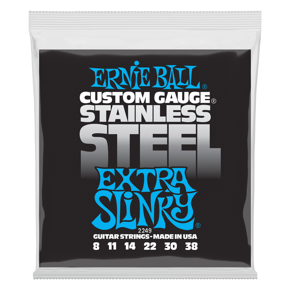 Ernie Ball 2249 Extra Slinky Stainless Steel Wound Electric Guitar Strings 8-38