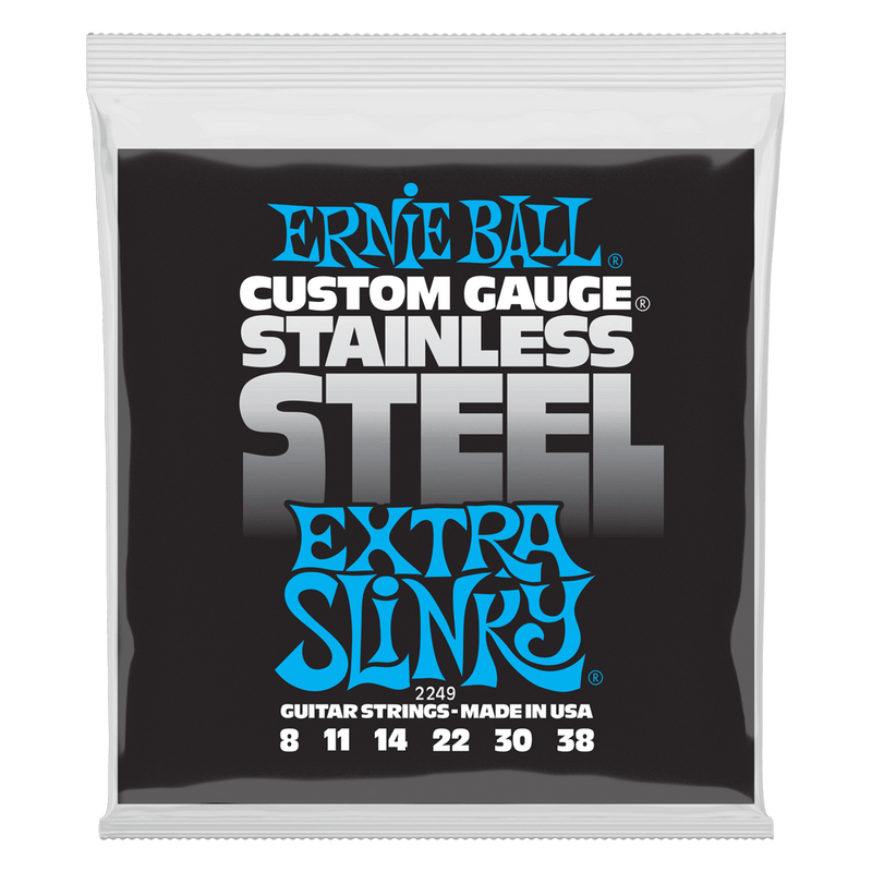 Ernie Ball 2249 Extra Slinky Stainless Steel Wound Electric Guitar Strings 8-38