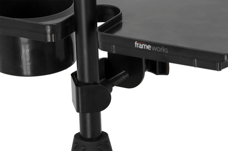 Gator Frameworks Microphone Stand Accessory Tray Drink Holder & Guitar Pick Tab