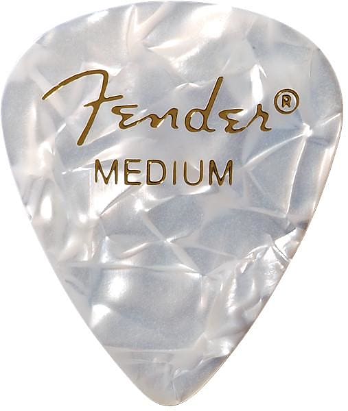 Fender Premium Celluloid 351 Shape Picks Medium White Moto 12 Count