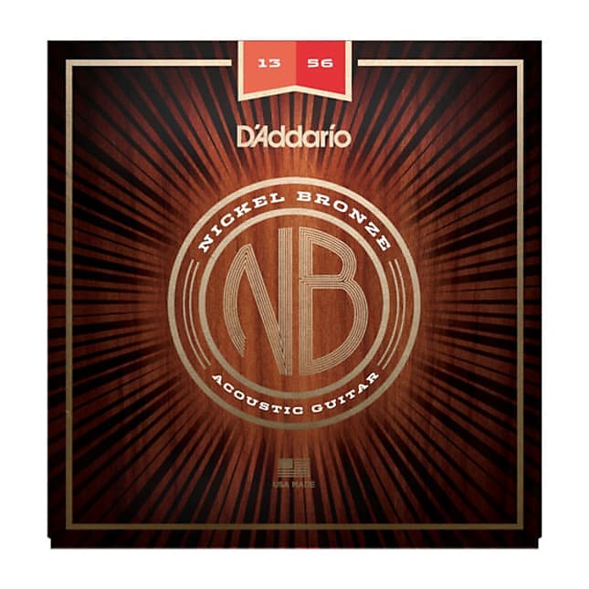 D'Addario NB1356 Nickel Bronze Acoustic Guitar Strings, Medium, 13-56