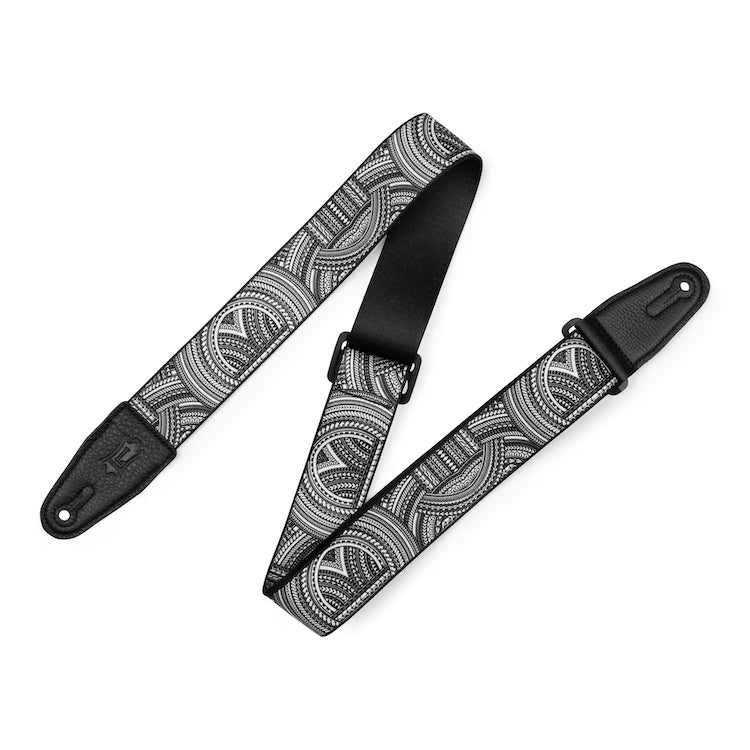 Levy's 2" Poly Tattoo Series Guitar Strap - B&W Tribal design