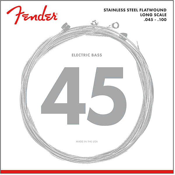 Fender Stainless 9050 Bass Strings Stainless Steel Flatwound 9050L .045-.100 (4)