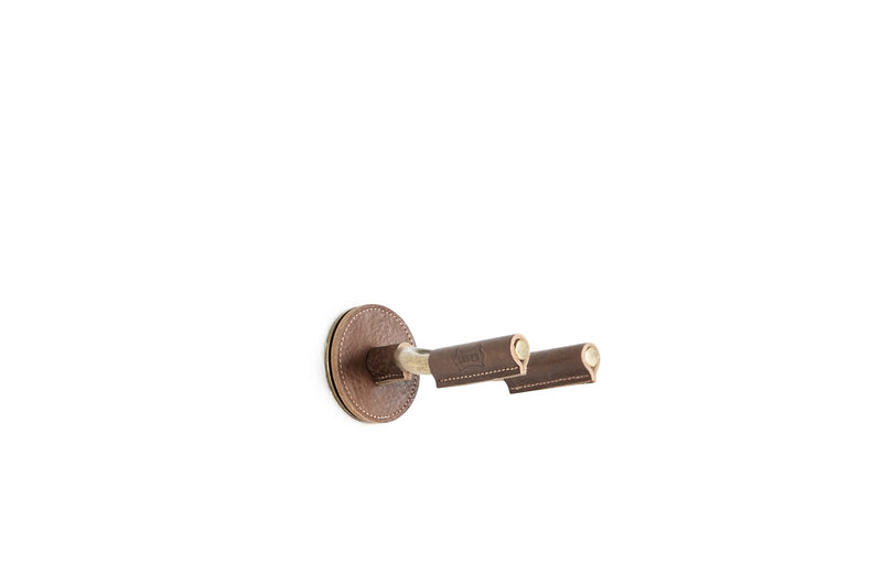 Levy's Brass Forged Guitar Hanger w/ Brown Leather