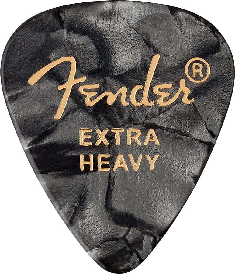 Fender 351 Shape Premium Picks, Extra Heavy, Black Moto, 12 Count