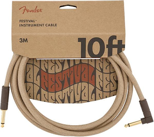 Fender 10' Angled Festival Instrument Cable, Pure Hemp, Natural