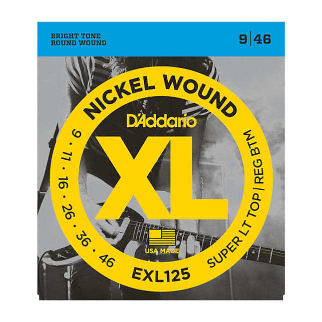 D'Addario EXL125 Nkl Wound Electric Strings, Super Light Top/Reg. Bottom, 09-46