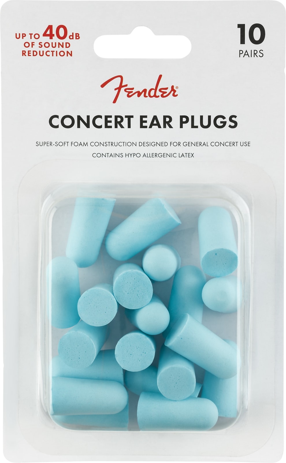 Fender Concert Ear Plugs (10 Pair), Daphne Blue