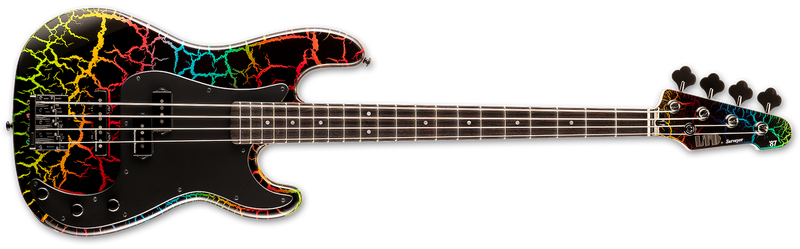 ESP LTD Surveyor '87 Bass Guitar - Rainbow Crackle