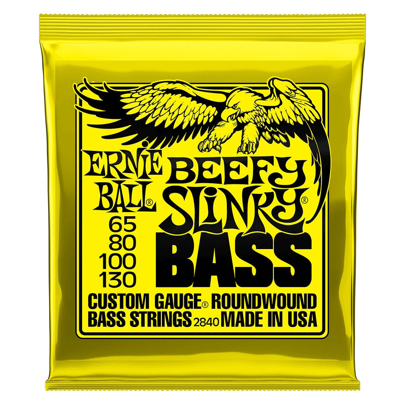 Ernie Ball 2840 Beefy Slinky Nickel Wound Electric Bass Strings, 65-130 Gauge