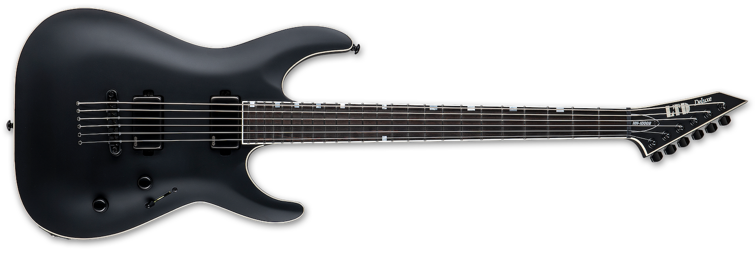 ESP LTD MH-1000 Baritone Electric Guitar - Black Satin