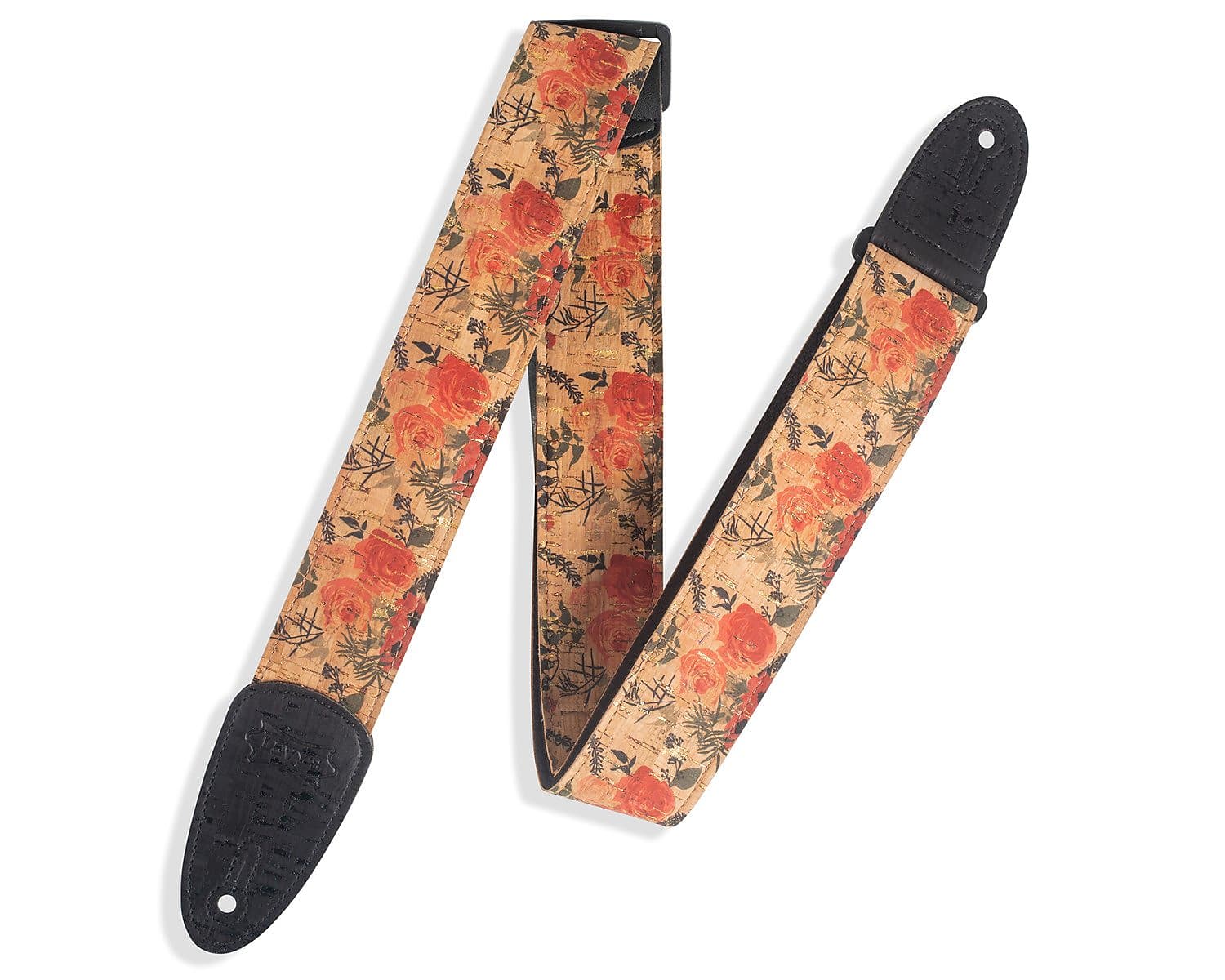 Levy's 2" Wildflower Cork Guitar Strap - Red/Cream/Black/Natural