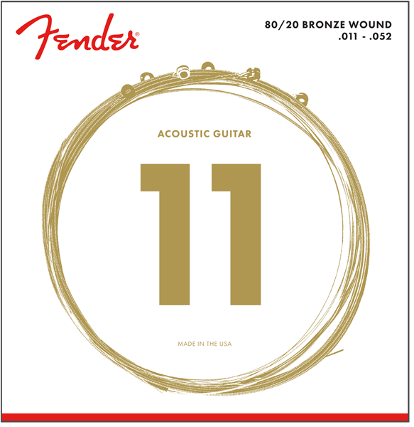 Fender 80/20 Bronze Acoustic Strings Ball End 70CL .011-.052 Gauges