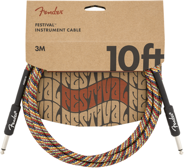Fender 10' Festival Instrument Cable, Pure Hemp, Rainbow