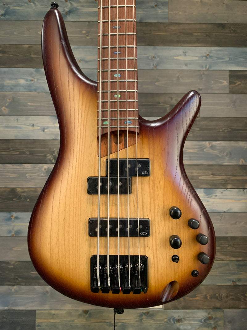 Ibanez SR655E 5-String Bass - Natural Browned Burst Flat