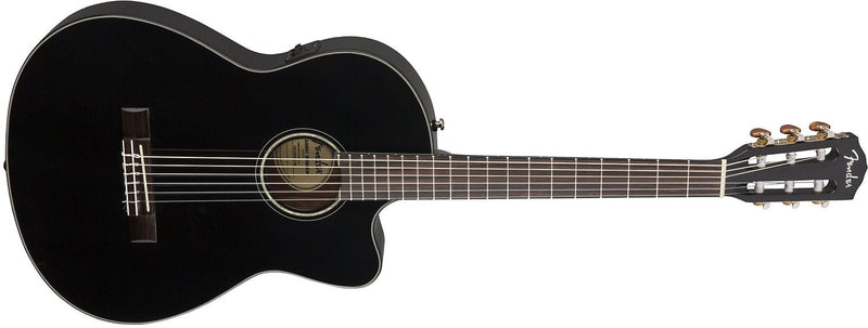 Fender CN-140SCE Nylon Thinline, Walnut Fingerboard, Black w/case