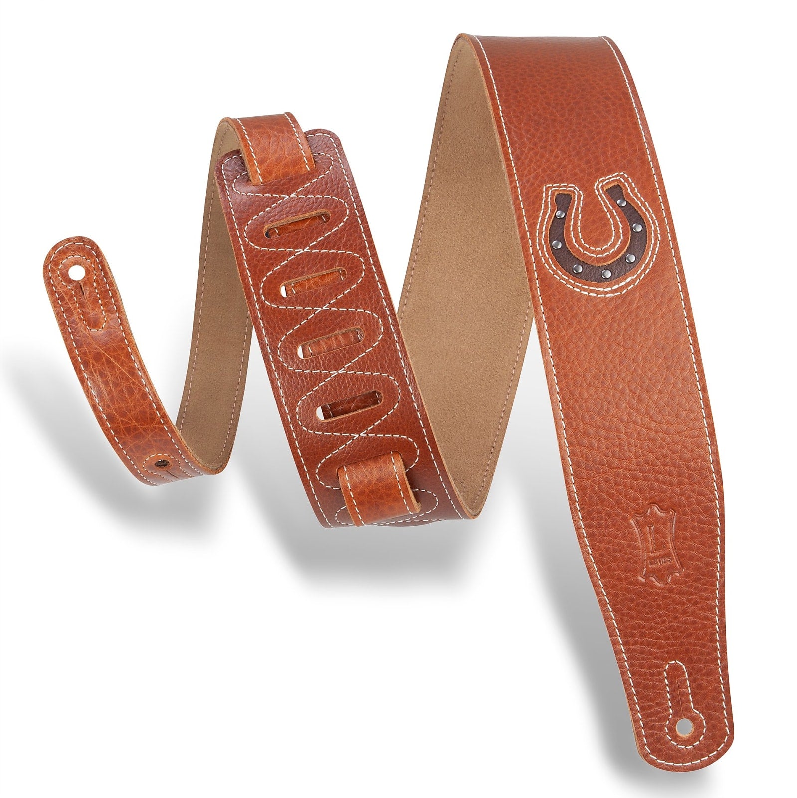 Levy's MGS26L-004 2.5 in. Wide Garment Leather Guitar Strap - Brown