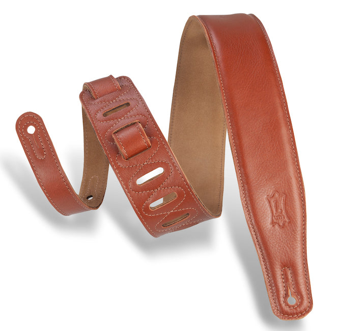 Levy's 2 1/2" Wide Garment Leather Guitar Strap - Tan