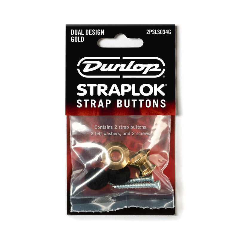 Dunlop 2PSLS034G Straplok Dual Design Strap Button Set - Gold