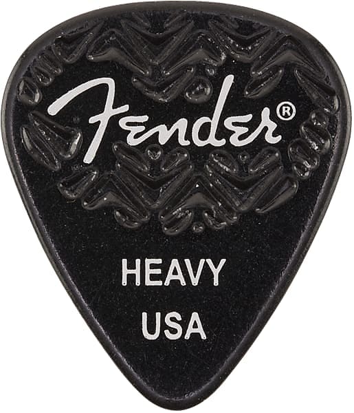 Fender 351 Shape Wavelength Celluloid Picks, Black, Heavy (6)
