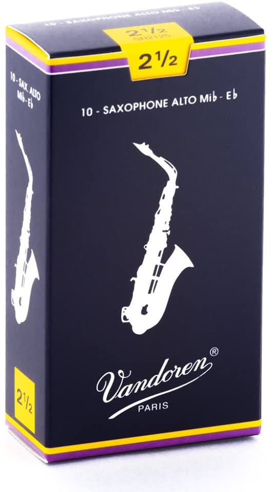 Vandoren Eb Saxophone Alto Reeds Strength #2.5; Box of 10
