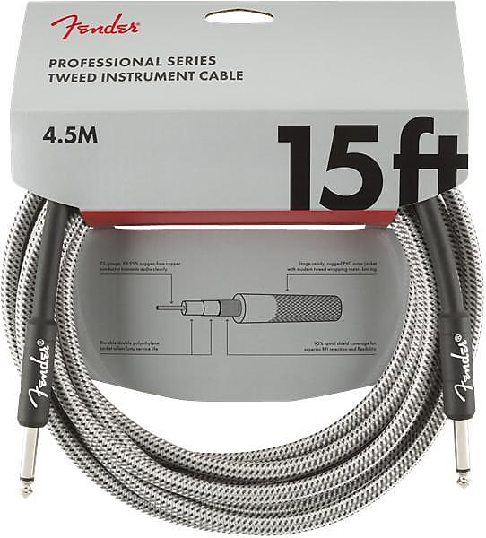 Fender Professional Series Instrument Cable, 15', White Tweed