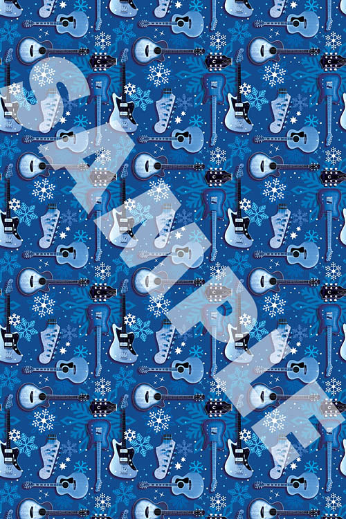 Hal Leonard Wrapping Paper – Blue Guitars & Snowflakes Theme