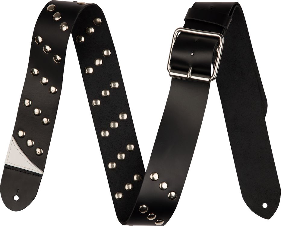 Jackson Diagonal Stud Leather Strap, Black, 2.5"