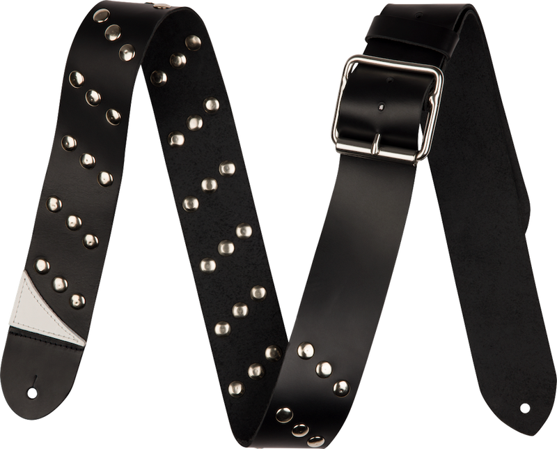 Jackson Diagonal Stud Leather Strap, Black, 2.5"