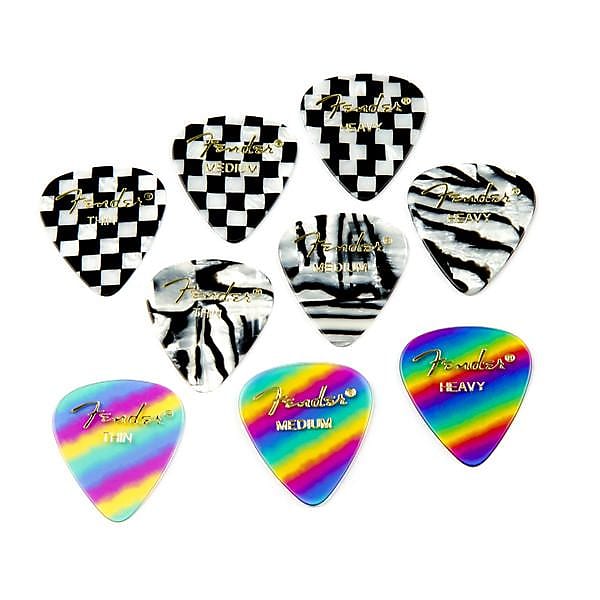 Fender Premium Celluloid 351 Shape Picks Heavy Rainbow 12 Count