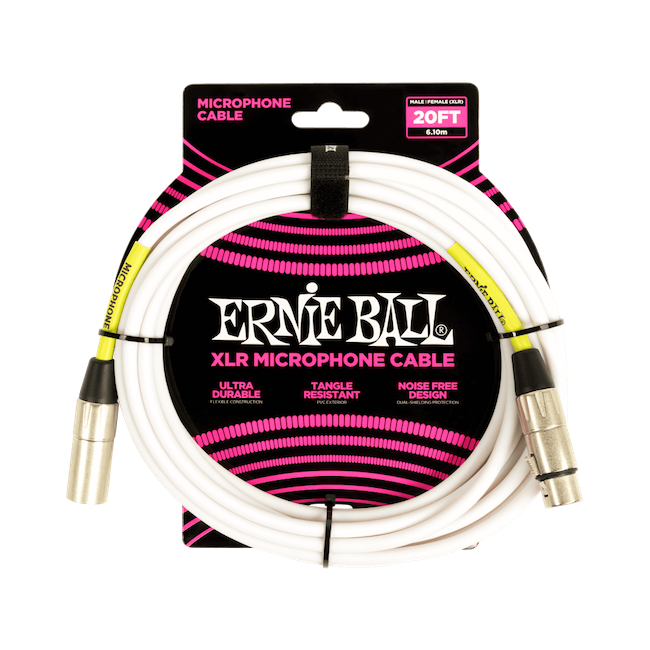 Ernie Ball P03689 20' Male / Female XLR Microphone Cable White