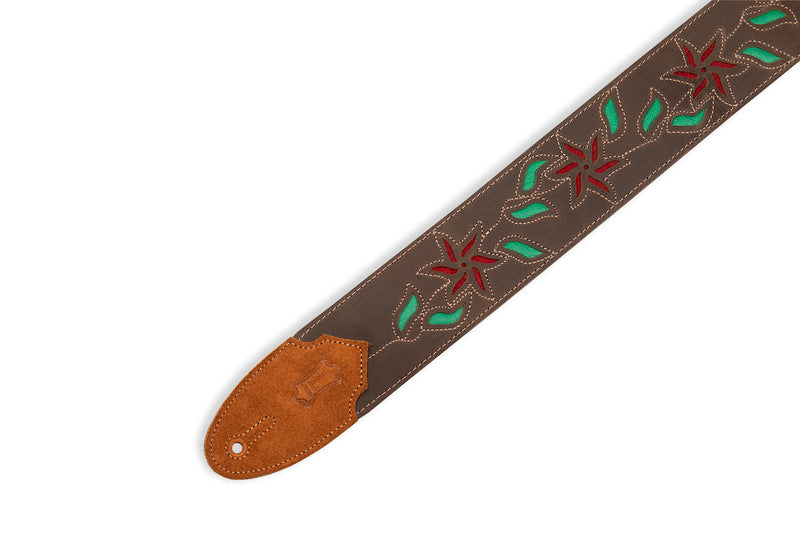 Levy's Flowering Vine Brown Leather Strap w/Red Flowers