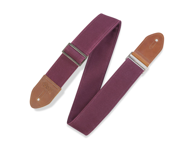 Levy's M7WC-BRG 2" Traveler Waxed Canvas Guitar Strap - Burgundy