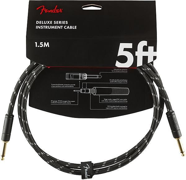 Fender Deluxe Series Instruments Cable, Straight/Straight, 5', Black Tweed