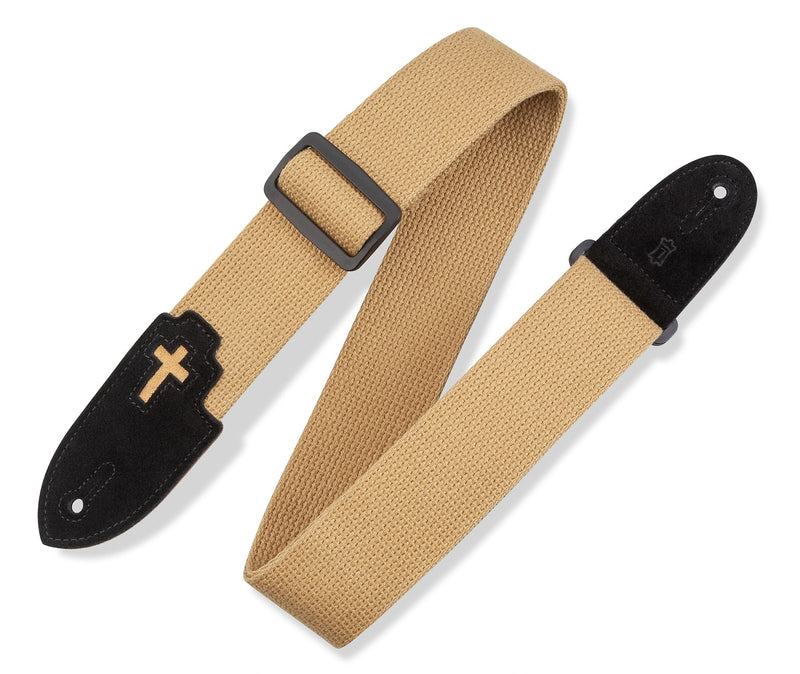 Levy's MC8C-TAN Cross Inlay Cotton Guitar Strap - Tan