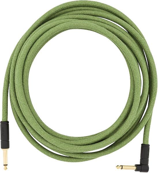 Fender 18.6' Angled Festival Instrument Cable, Pure Hemp, Green