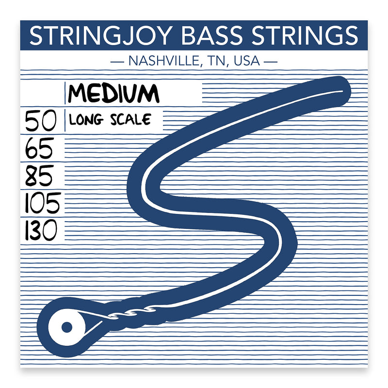 Stringjoy Medium Gauge (50-130) 5 String Long Scale Nickel Wound Bass Strings