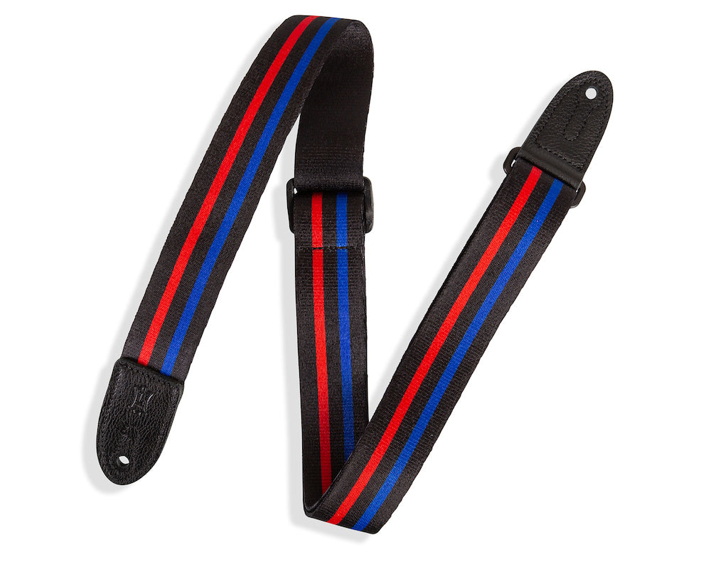 Levy's 1.5 inch Wide Kids Guitar Strap - Blue/Red Stripe