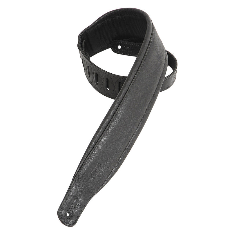 Levy's 3in Wide Black Garment Leather Guitar Strap