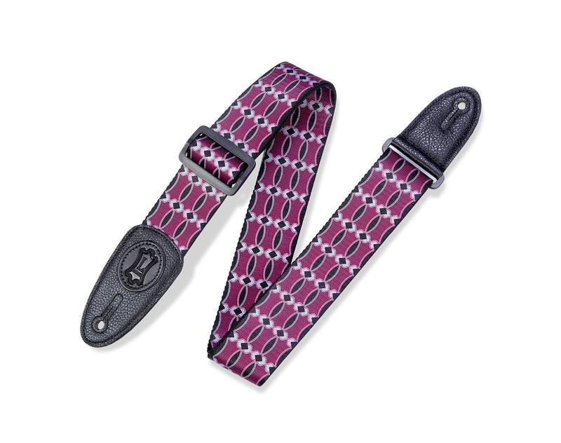 Levy's MPLL-001 2in Polyester Guitar Strap - Black/Burgundy