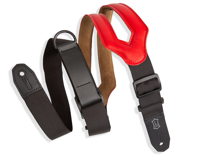 Levy's 3 inch Wide Ergonomic RipChord Guitar Strap - Red