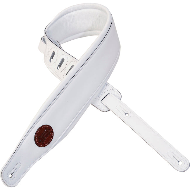 Levy's 3" Wide Garment Leather Guitar Strap - White