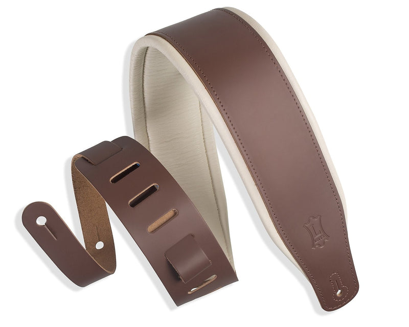 Levy's 3" Top Grain Leather Guitar Strap - Brown