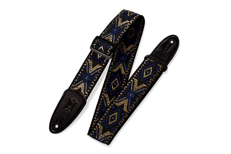 Levy's M8HT-18 2" 60s Hootenanny Jacquard Weave Guitar Strap Blue/Gold