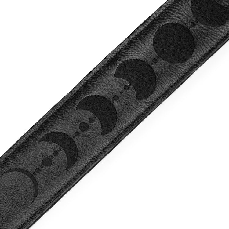 Levy's 2.5" Black Padded Garment Leather Strap w/Black Moon Phases embroidery