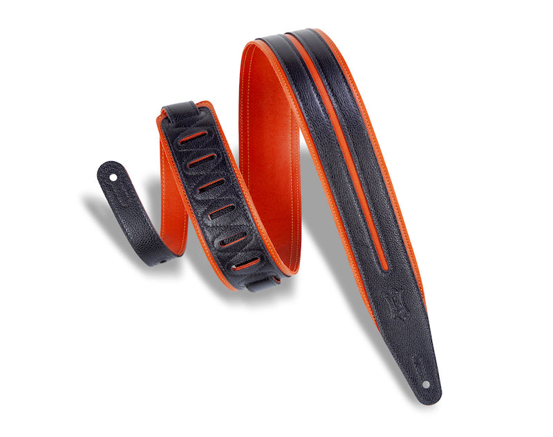 Levy's 2 1/2" Wide Garment Leather Straps - Orange/Black Racing Stripes