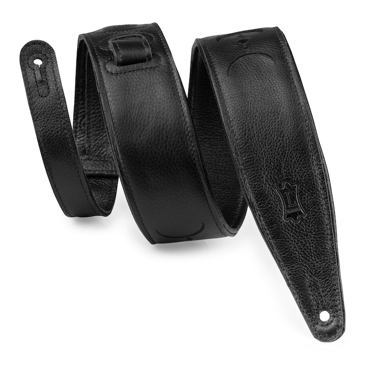 Levy's 2.5" Black Padded Garment Leather Strap w/Black Moon Phases embroidery
