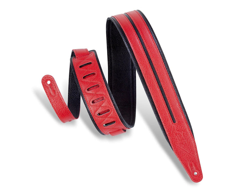 Levy's 2.5" Double Racing Stripe Guitar Strap - Red/Black